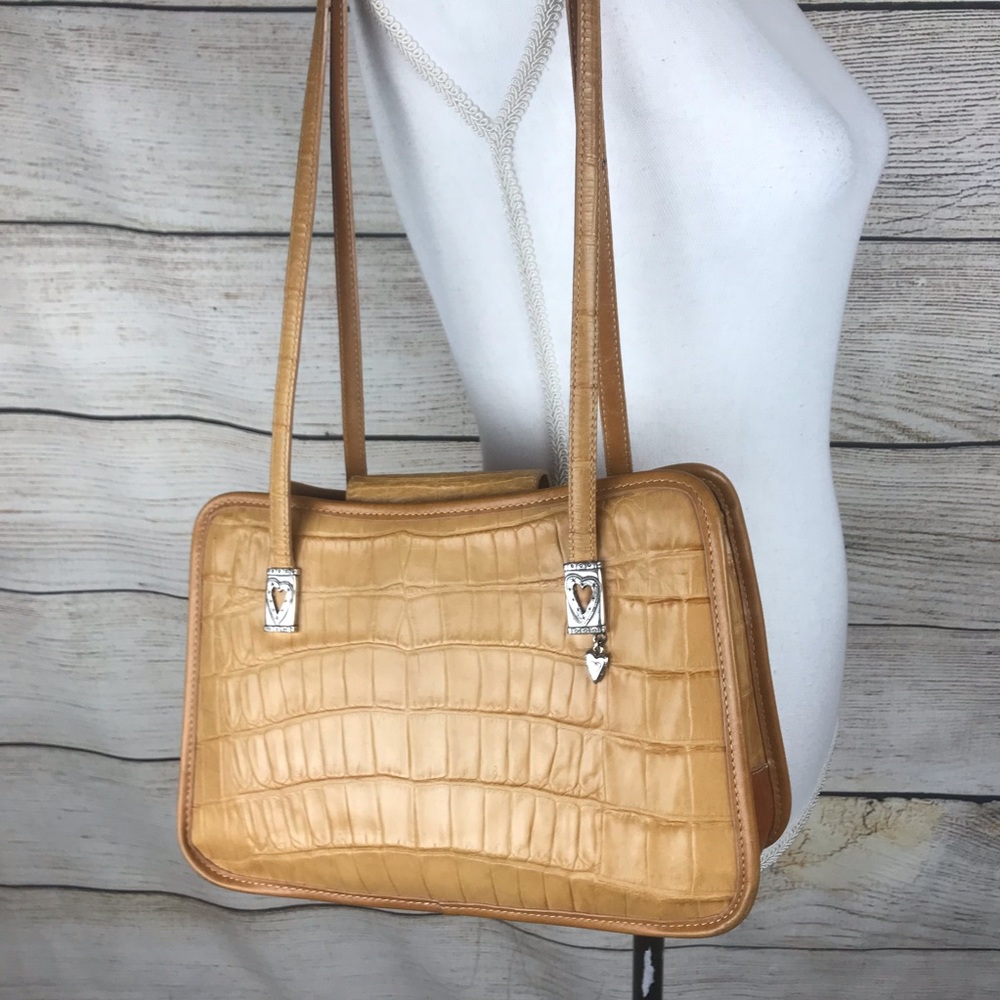 Brighton two tone brown patterned leather shoulder bag purse